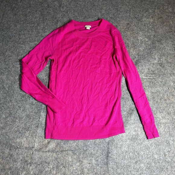 J Crew Sweater Womens Small Petite Merino Wool Blend Pink Pullover Barbiecore - Picture 1 of 6